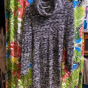 Knee Length Cowl Neck Knit Sweater Dress